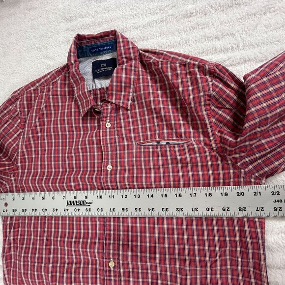 Scotch & Soda Mens Red Plaid Tokyo Toujours Button-Up Long Sleeve Shirt Large - Picture 7 of 8